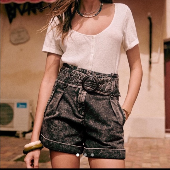 Sézane Rome Shorts – Washed Black Denim – Size 8/40 - Picture 1 of 8